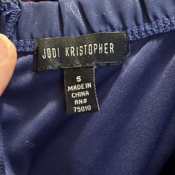 JODI KRISTOPHER Blue Rhinestone Halter Dress Juniors Size 5 Prom Cocktail Party - Picture 9 of 12